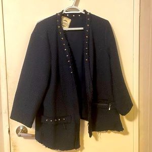 Blue studded Boucle jacket